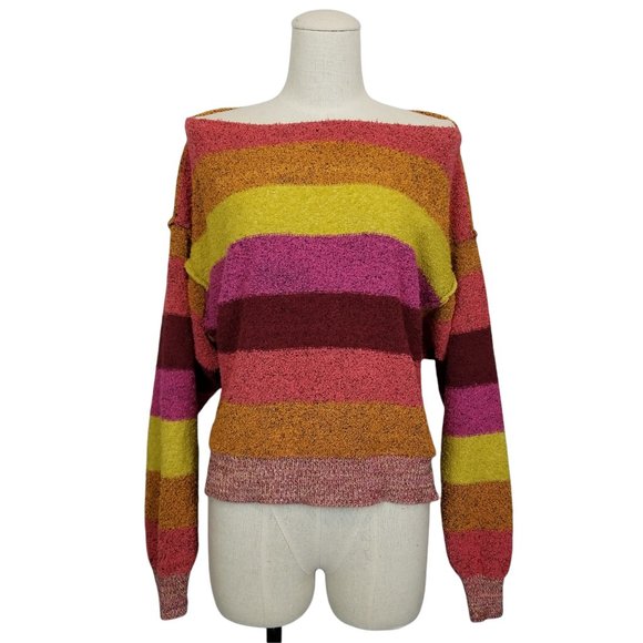 Free People Candyland Boatneck Pullover Sweater M - Picture 1 of 10